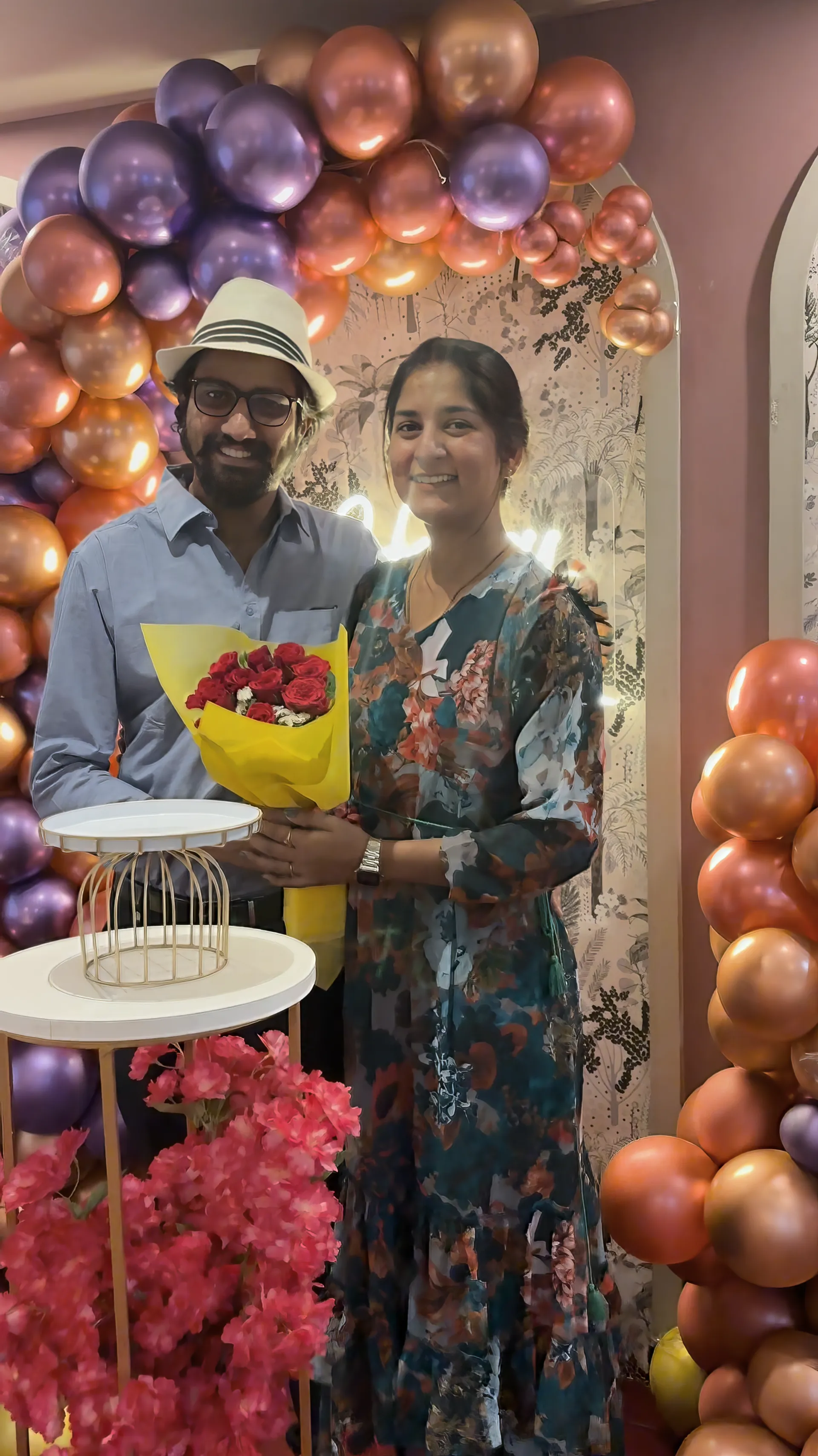 Romantic couple celebrating anniversary